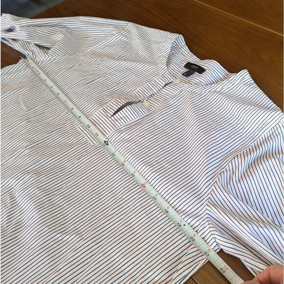J. Crew Red/Blue Striped Embroidered Sleeves Tie Front/Back Tunic Blouse, size M - Picture 6 of 9